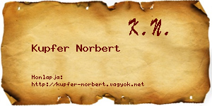 Kupfer Norbert névjegykártya